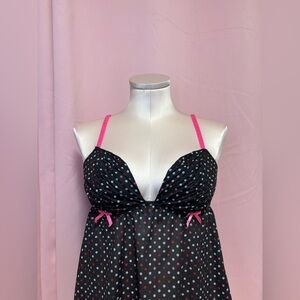 La SENZA Black and Pink Polka Dot Chemise
